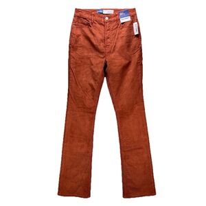 Old Navy Kicker Boot Cut Corduroy Pants Womens 0 Orange Extra High Rise NWT